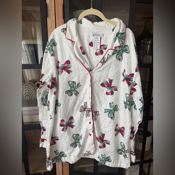 Disney Parks Pajamas shirt Christmas Holiday Retro Mickey Bows long holidays - Picture 2 of 8